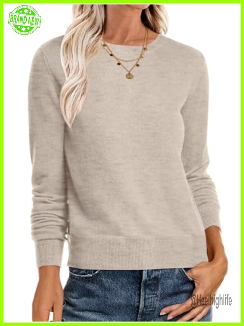Women's Crewneck Long Sleeve Pullover Sweater Lightweight Soft Stretchy
